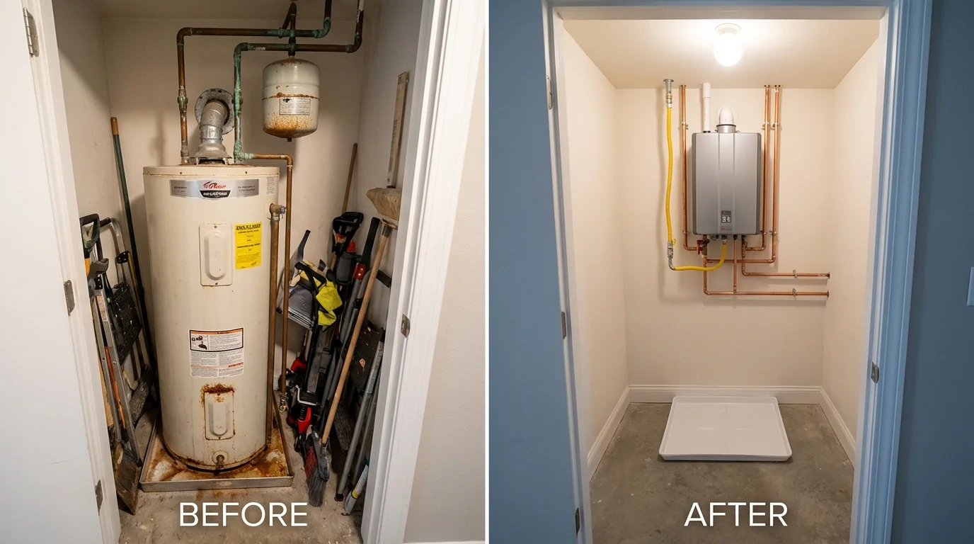 Tank water heater versus wall-mounted tankless unit comparison for Windham, NH homeowners